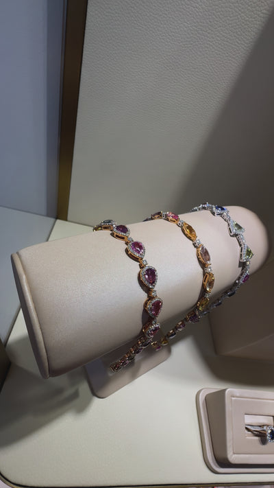 18CT ROSE GOLD MARQUISE MULTICOLOUR SAPPHIRE BRACELET