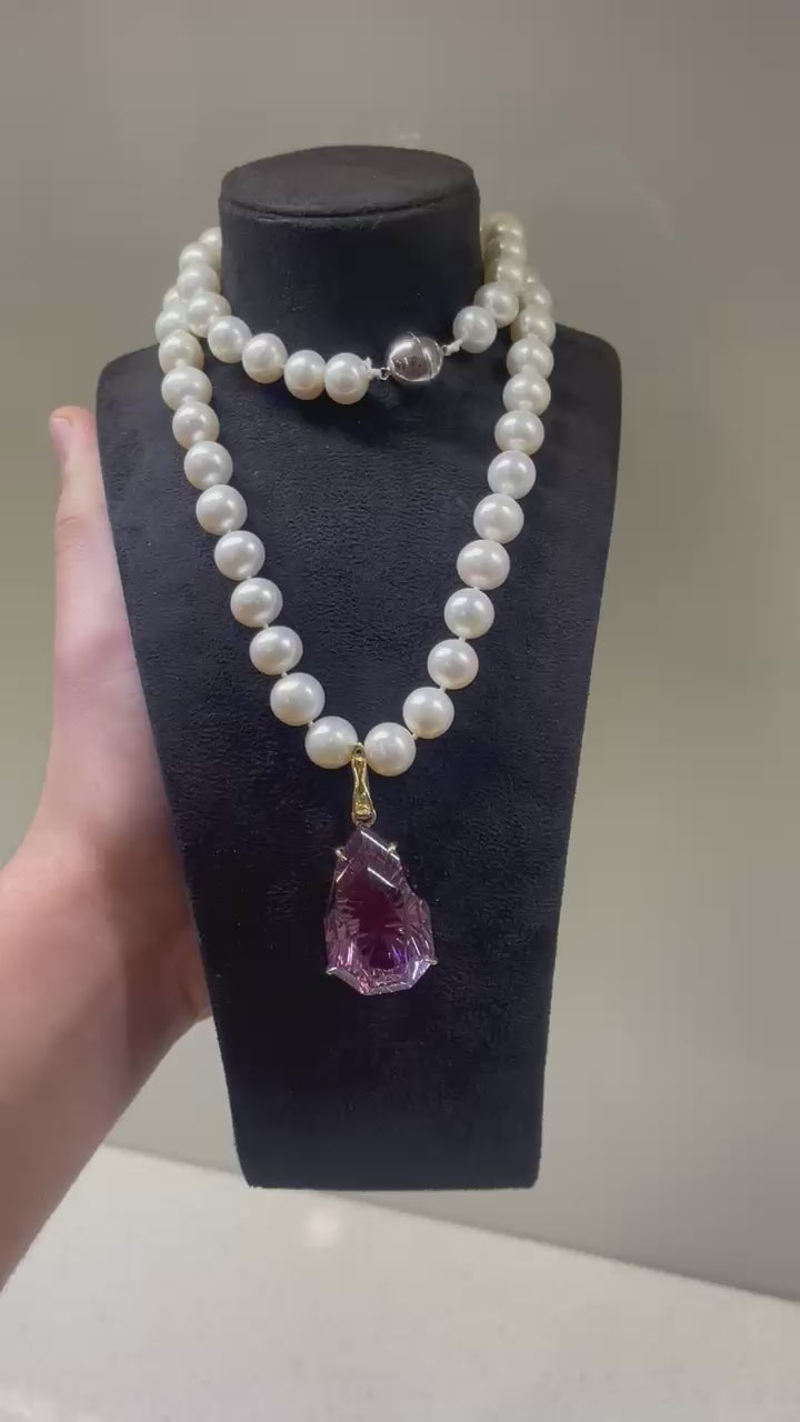 SINGLE STRAND PEARL & AMETHYST