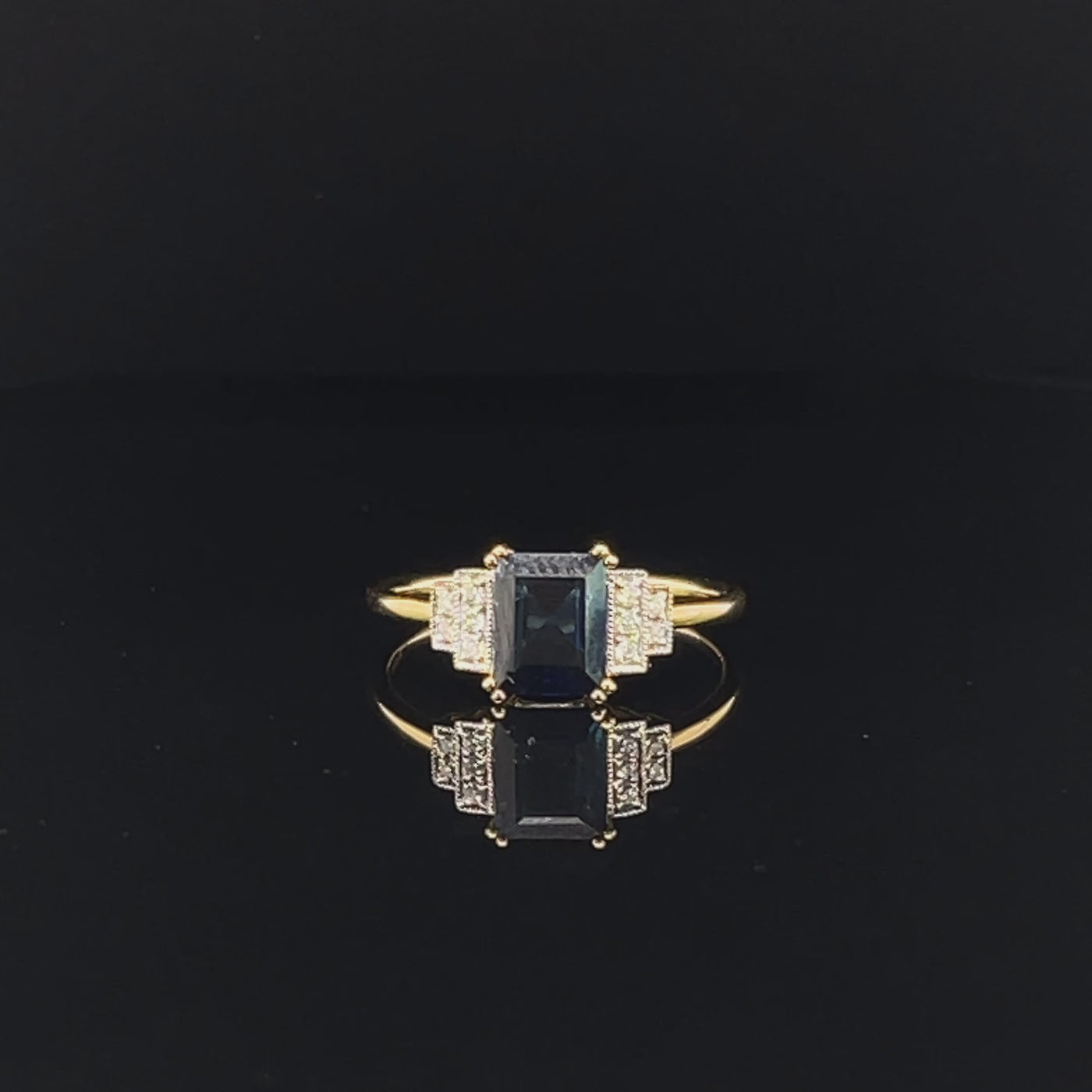 18CT YELLOW GOLD SAPPHIRE AND DIAMOND RING