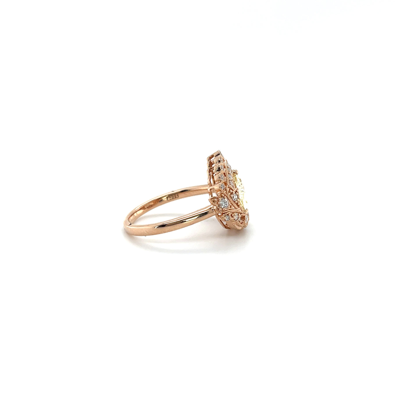 14CT ROSE GOLD, DIAMOND AND SAPPHIRE RING