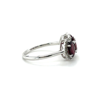 14CT WHITE GOLD RUBY AND DIAMOND RING