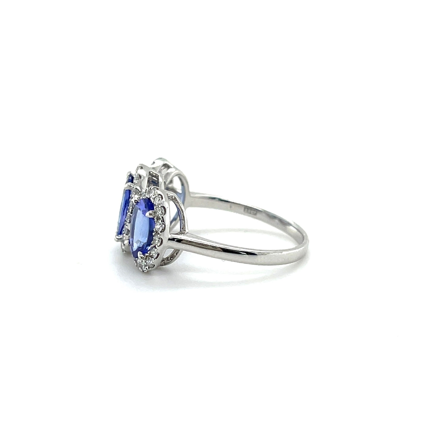 14CT WHITE GOLD TANZANITE AND DIAMOND COCKTAIL RING