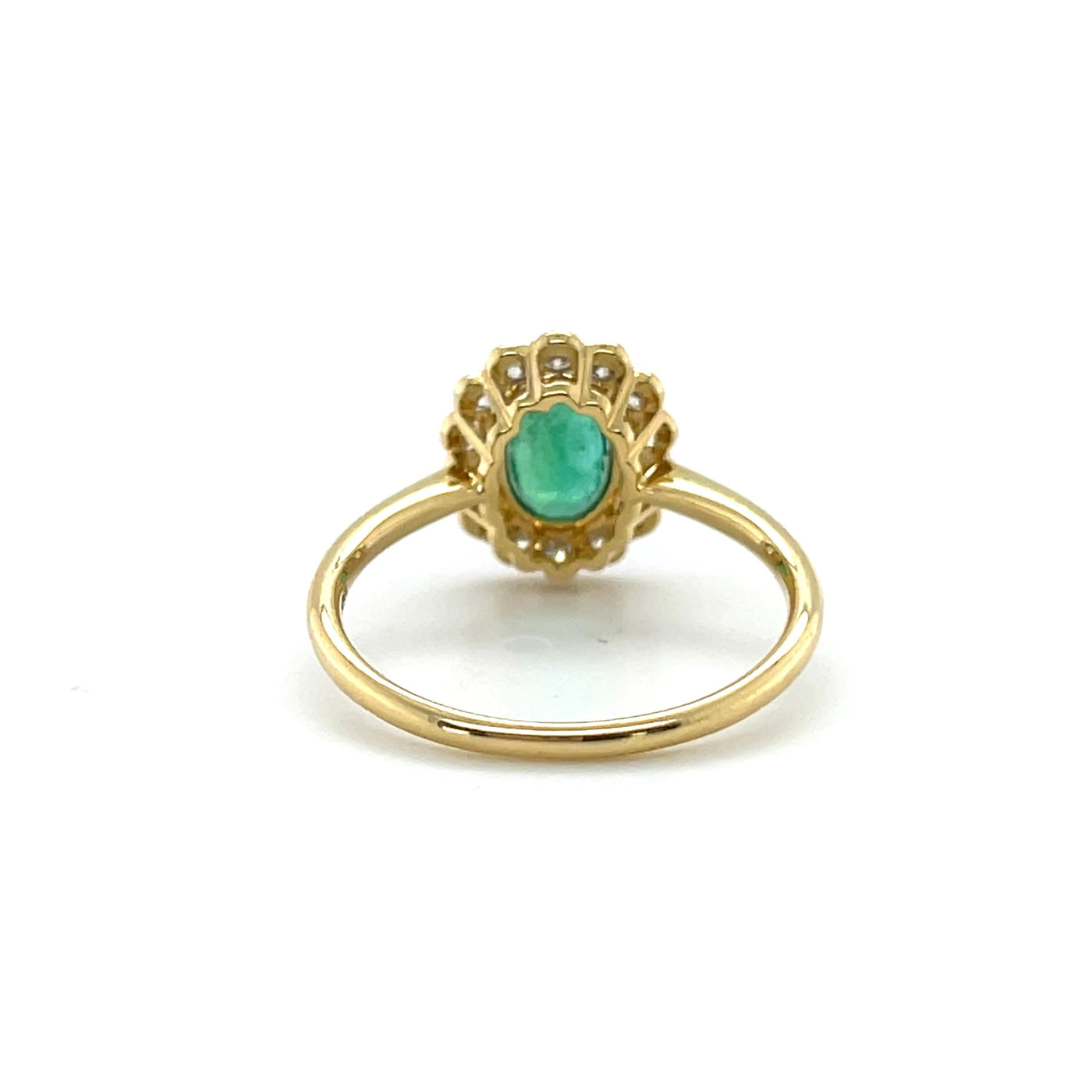 18CT YELLOW GOLD AND DIAMOND EMERALD RING