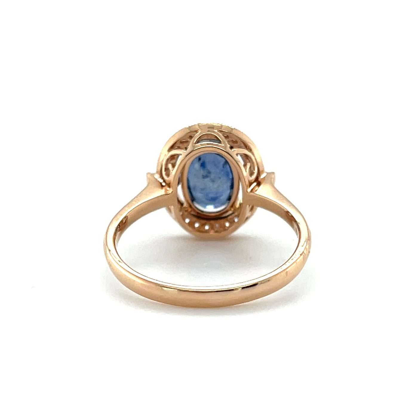 18CT ROSE GOLD SAPPHIRE AND DIAMOND RING