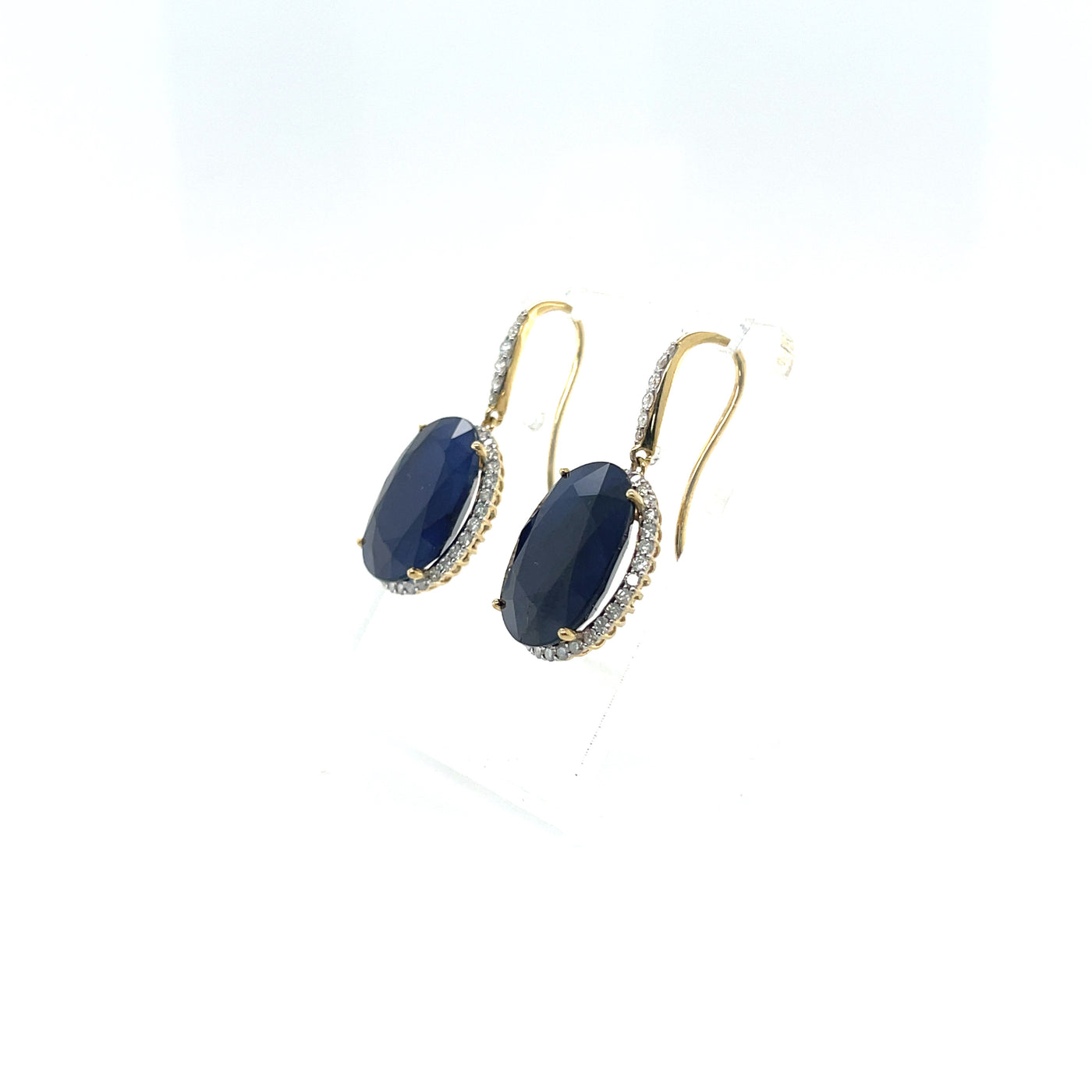 18CT YELLOW GOLD SAPPHIRE AND DIAMOND EARRINGS