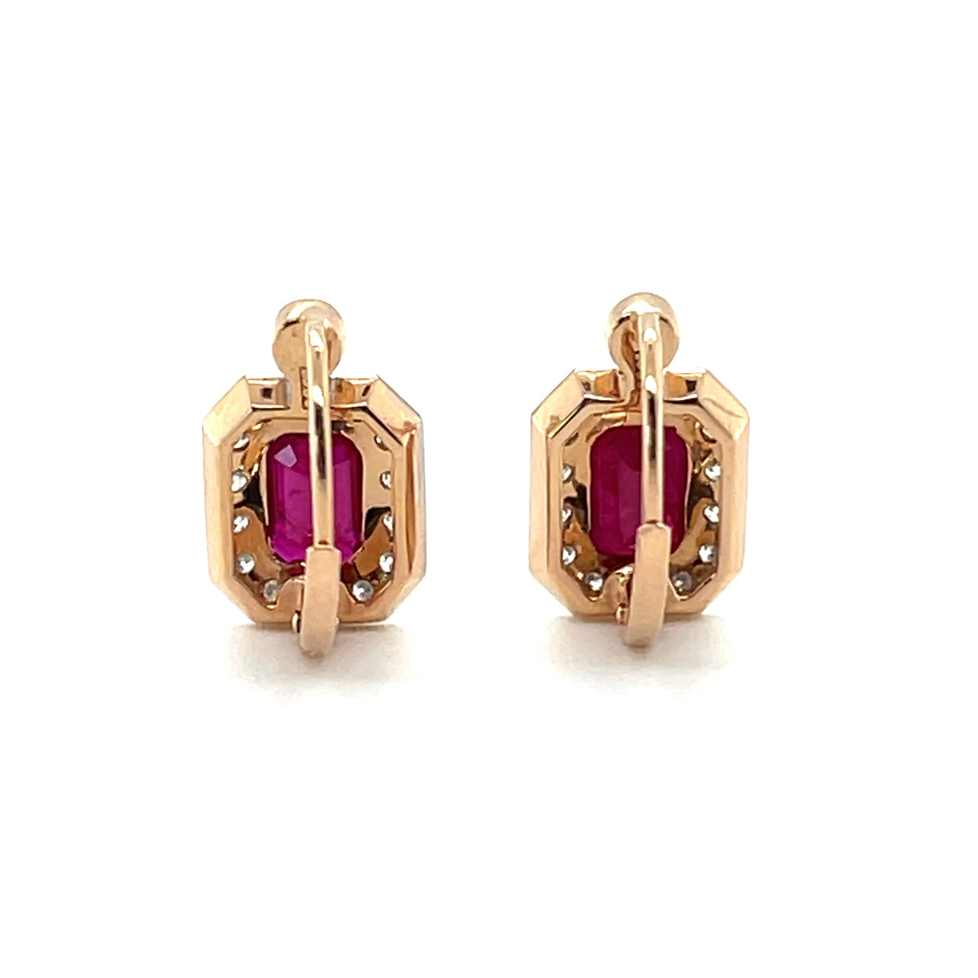 18CT ROSE GOLD RUBY AND DIAMOND EARRINGS