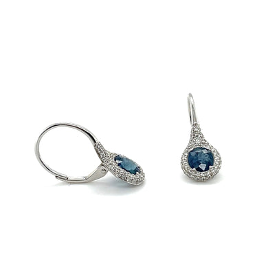 18CT WHITE GOLD UNHEATED SAPPHIRE BURMA NO HEAT EARRINGS