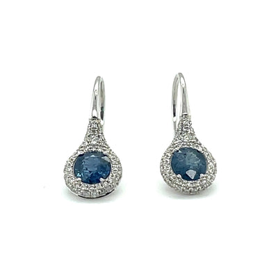 18CT WHITE GOLD UNHEATED SAPPHIRE BURMA NO HEAT EARRINGS