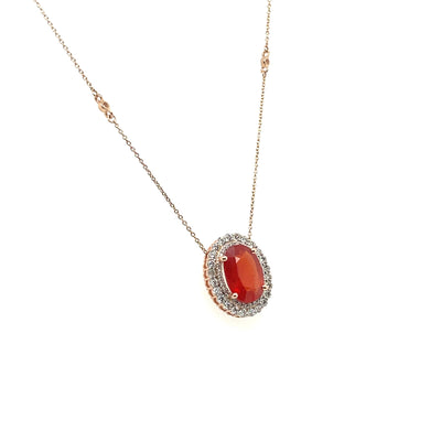 18CT YELLOW GOLD RUBY AND DIAMOND NECKLACE