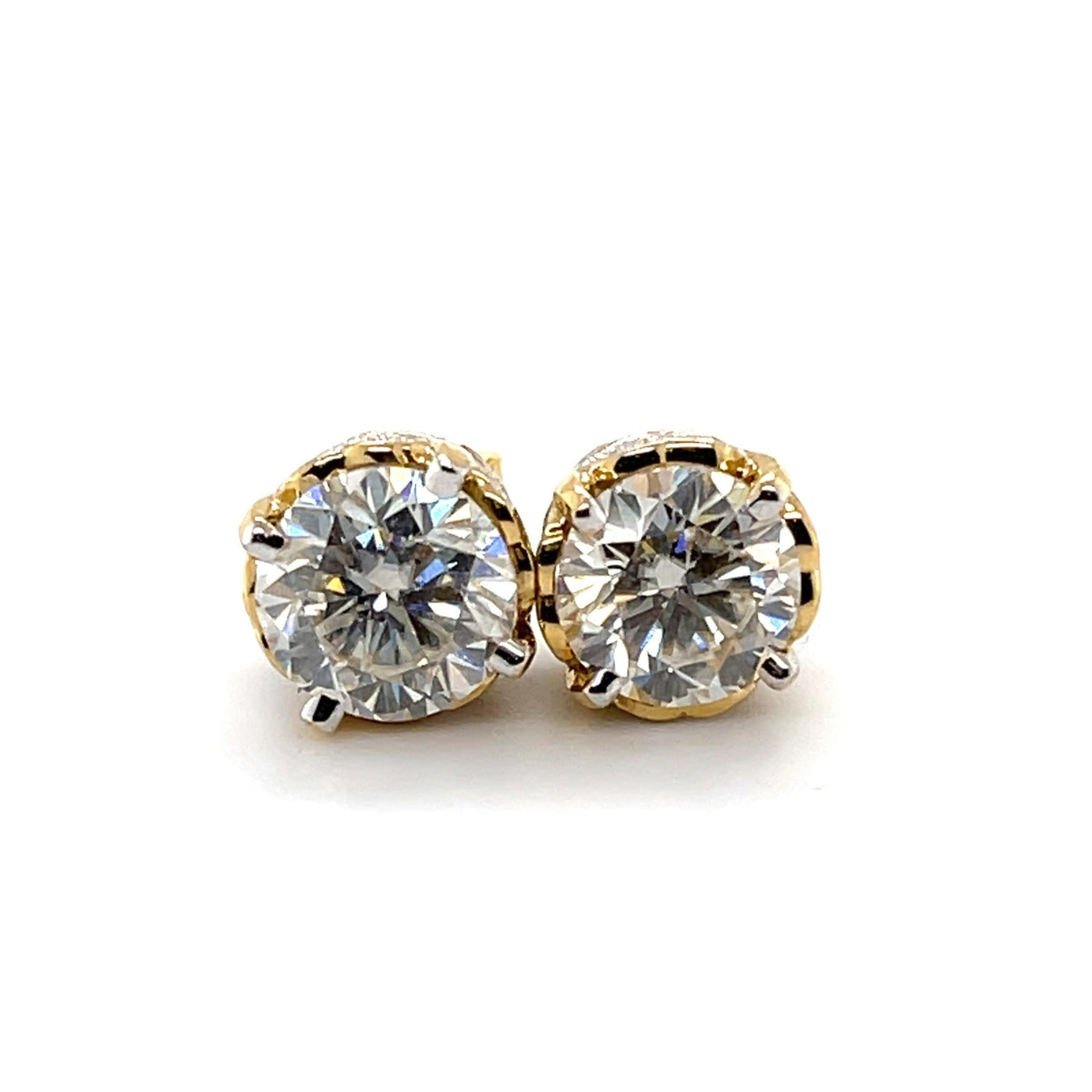 18CT YELLOW GOLD MOISSANITE DIAMOND STUDS