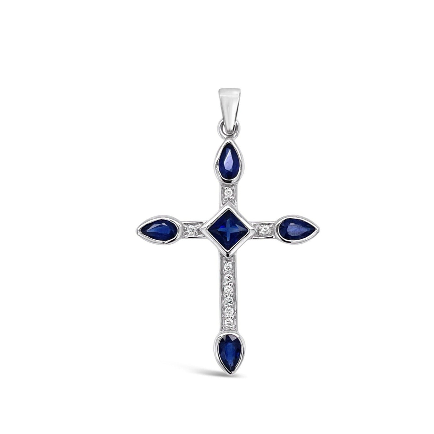 18CT WHITE GOLD KYANITE AND DIAMOND PENDANT