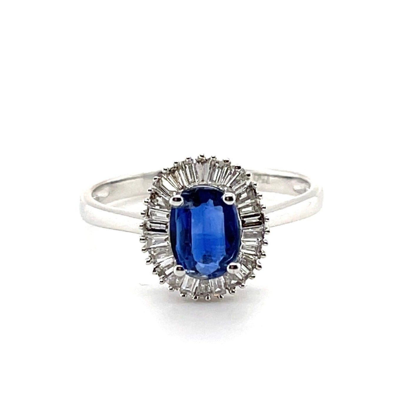 18CT WHITE GOLD KYANITE AND DIAMOND RING