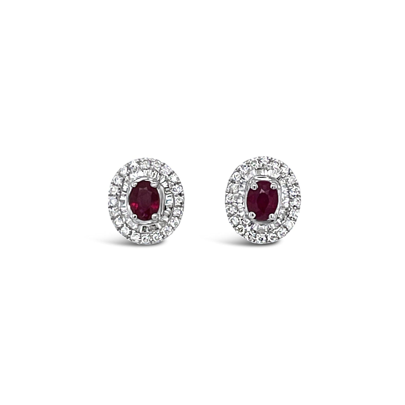 18CT WHITE GOLD RUBY AND DIAMOND EARRING STUDS