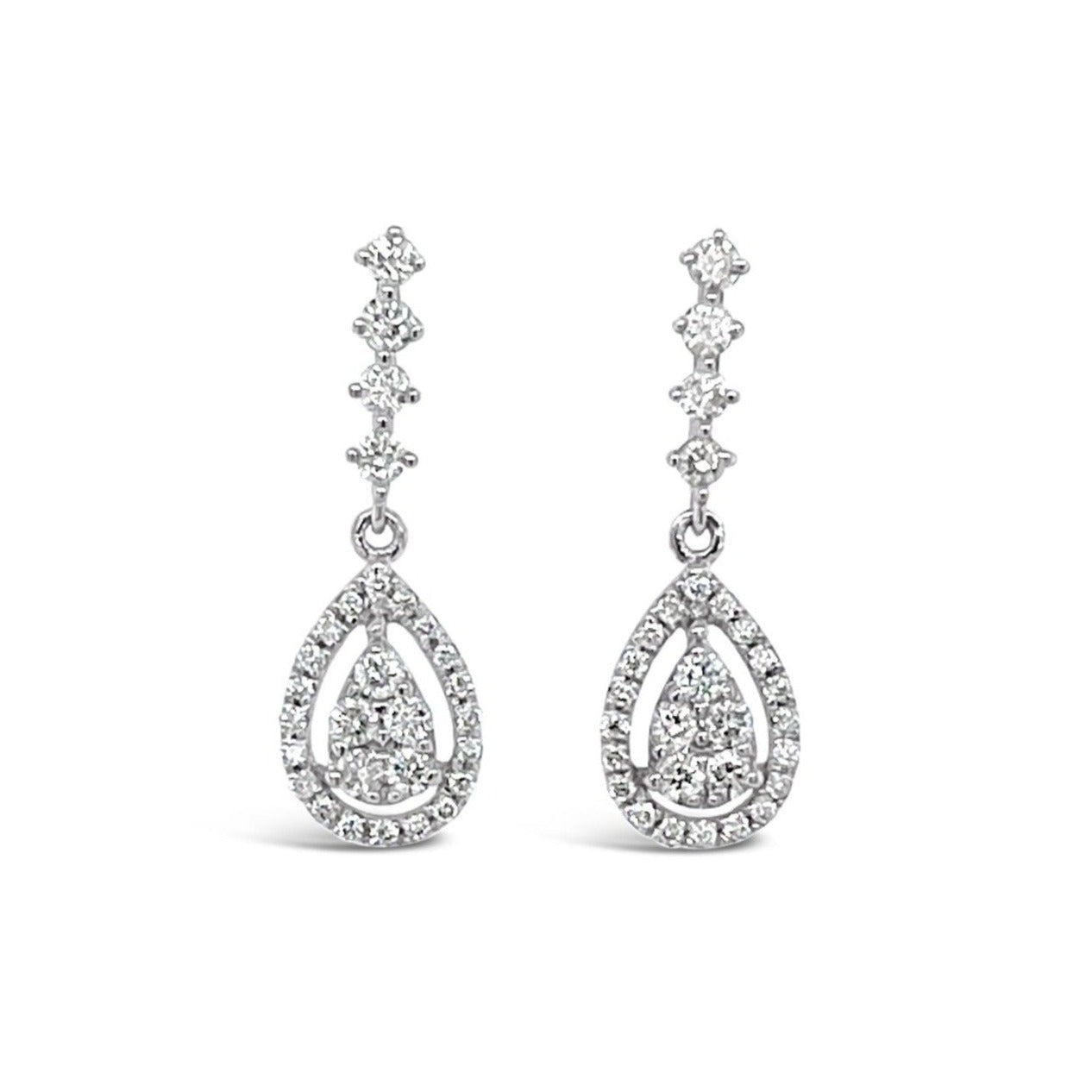 18CT WHITE GOLD DIAMOND DROP EARRING STUDS