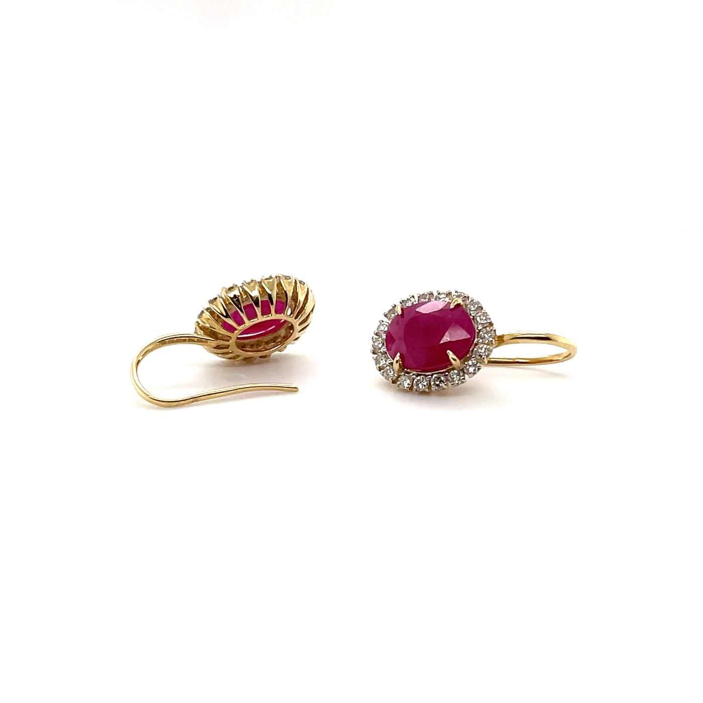 18CT YELLOW GOLD RUBY AND DIAMOND EARRINGS