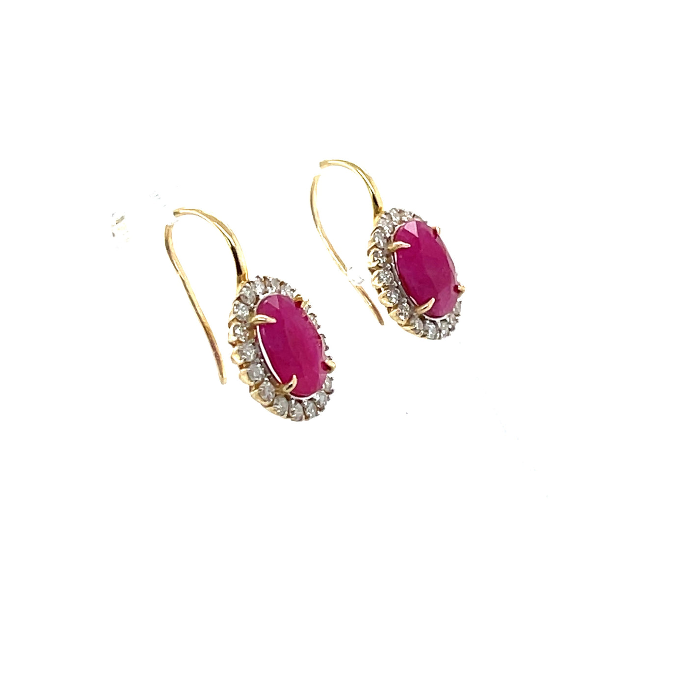 18CT YELLOW GOLD RUBY AND DIAMOND EARRINGS