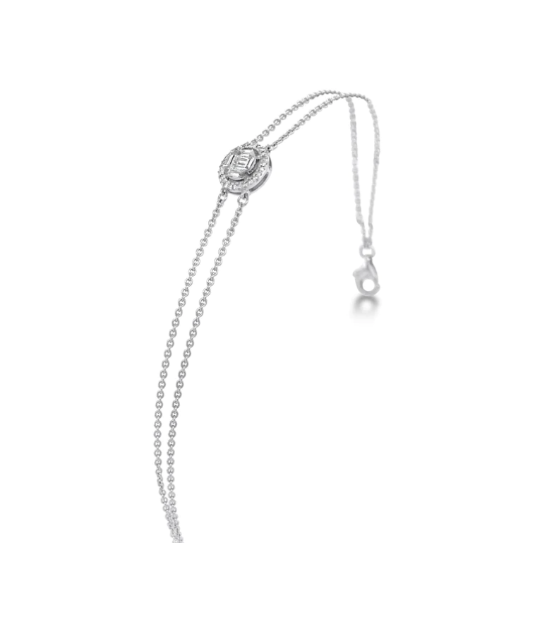 18CT WHITE GOLD DIAMOND PENDANT AND BRACELET