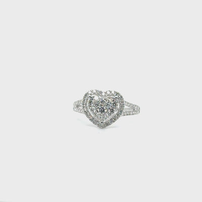 18KT WHITE GOLD AND DIAMOND HEART RING