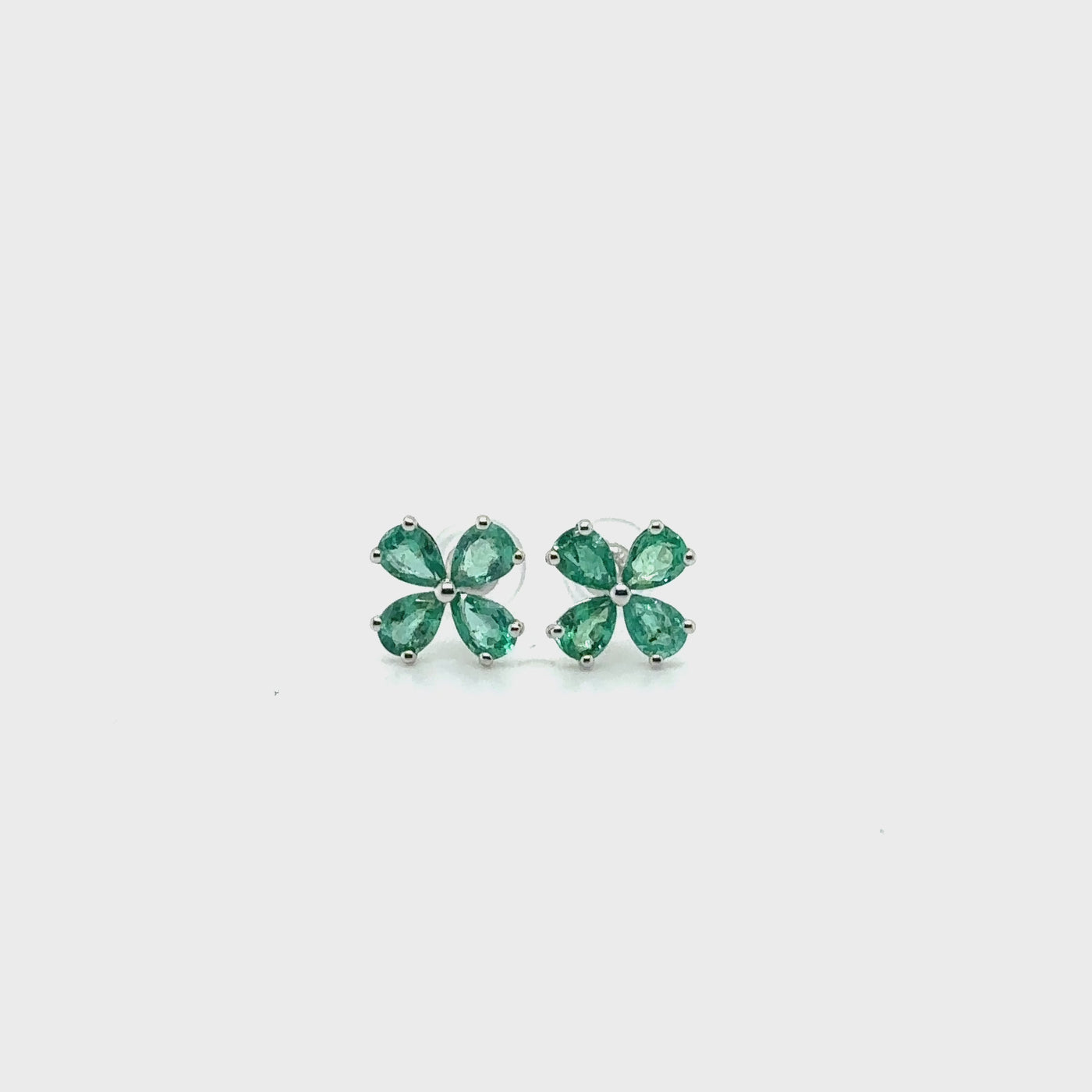 4 Leaf Emerald Stud Earrings