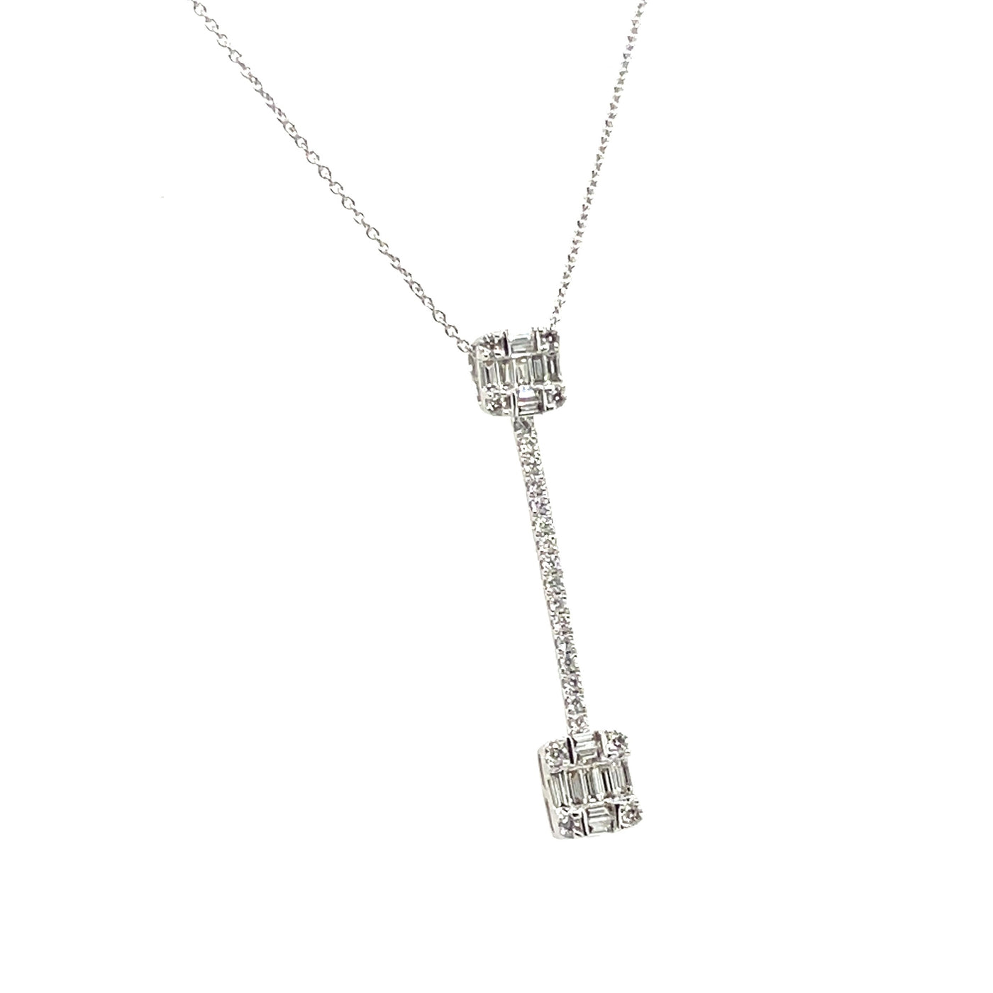 18CT WHITE GOLD DIAMOND PENDANT AND NECKLACE