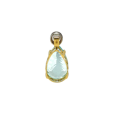 18CT YELLOW GOLD AQUAMARINE & DIAMOND PENDANT