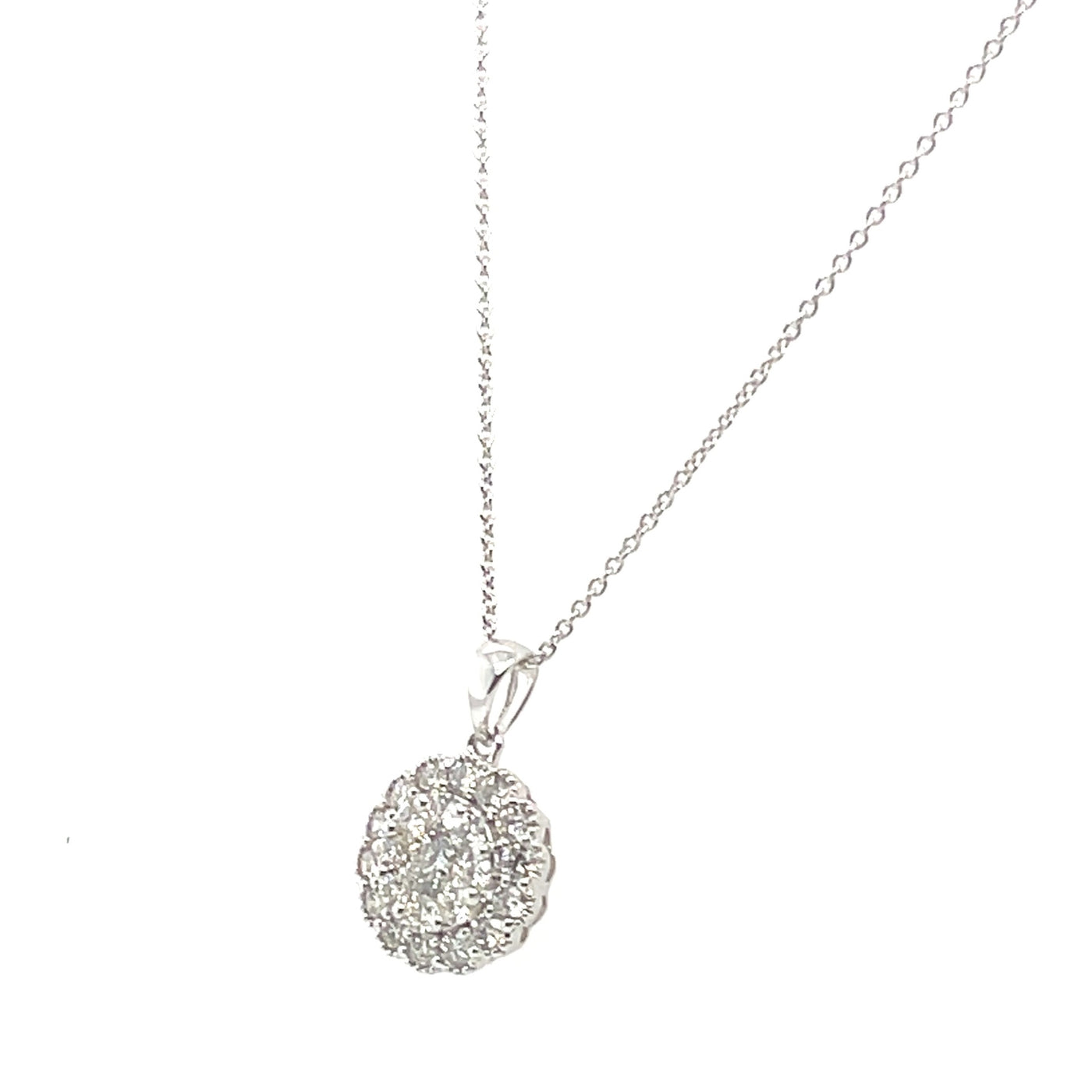 18CT WHITE GOLD DIAMOND PENDANT AND NECKLACE