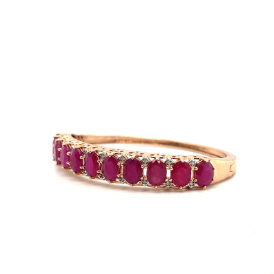 14CT ROSE GOLD  RUBY AND DIAMOND BANGLE