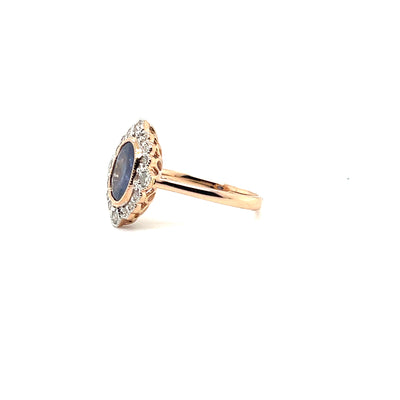 14CT ROSE GOLD SAPPHIRE AND DIAMOND RING