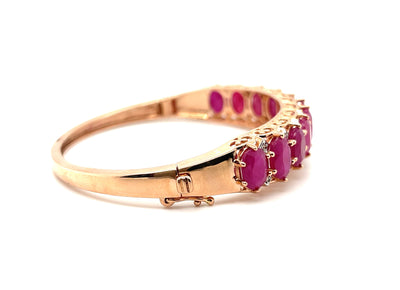 14CT ROSE GOLD  RUBY AND DIAMOND BANGLE