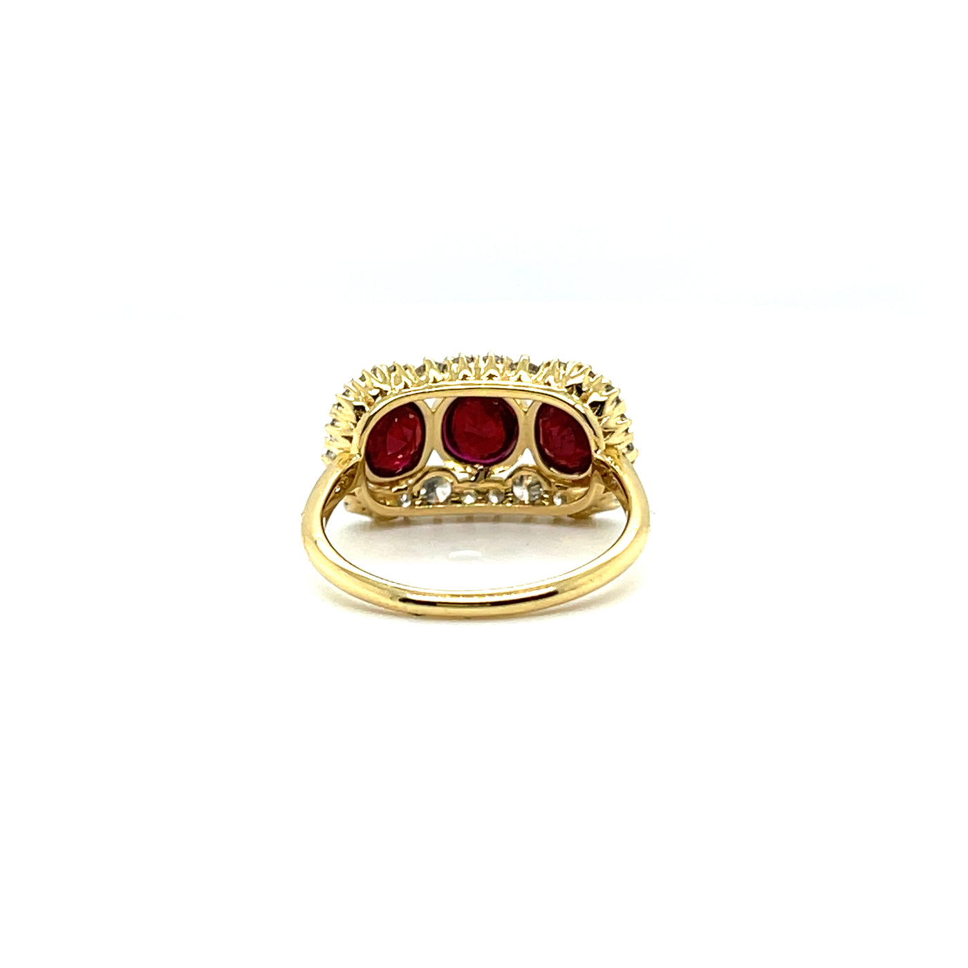 18CT TWO TONE RUBY AND DIAMOND RING