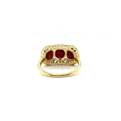 18CT TWO TONE RUBY AND DIAMOND RING