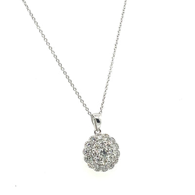 18CT WHITE GOLD DIAMOND PENDANT AND NECKLACE