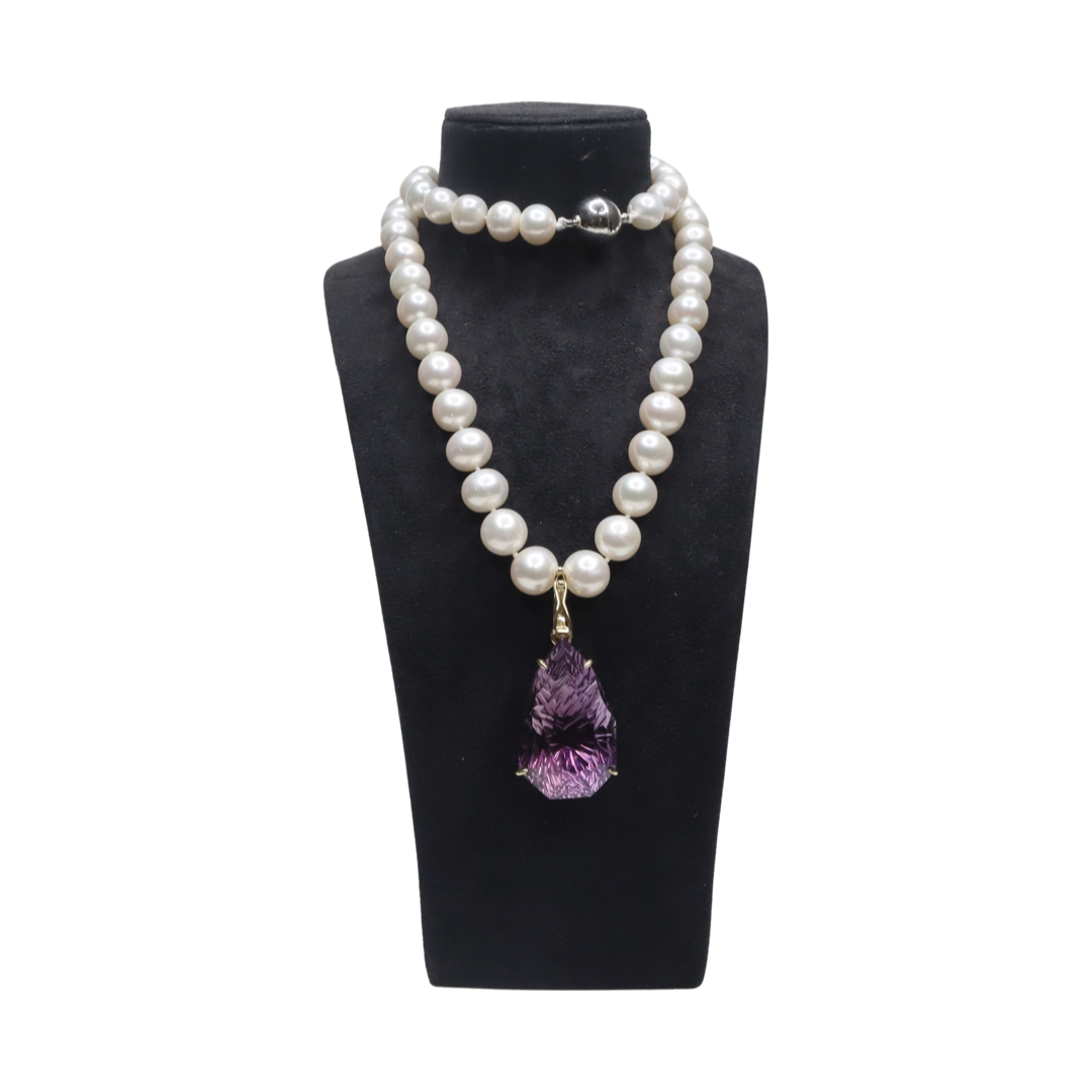 SINGLE STRAND PEARL & AMETHYST