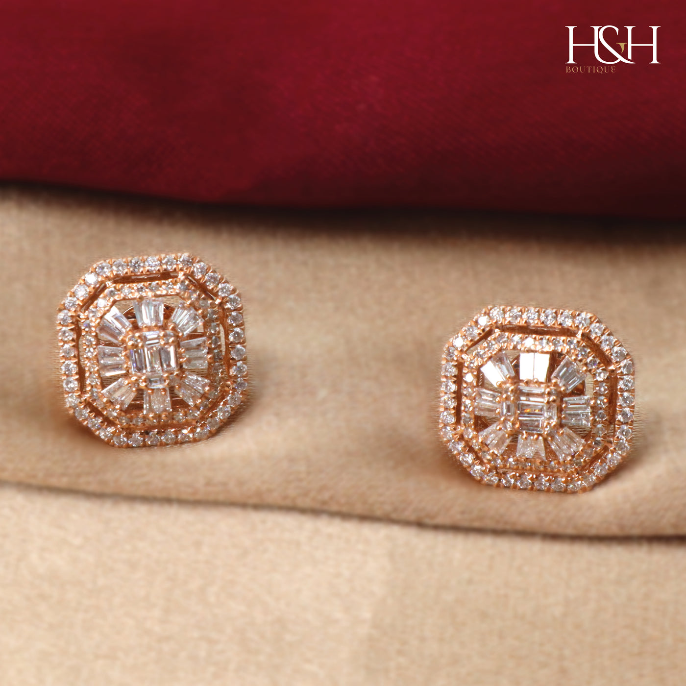 18K ROSE GOLD DIAMOND STUD EARRINGS