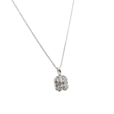 18CT WHITE GOLD DIAMOND PENDANT AND NECKLACE