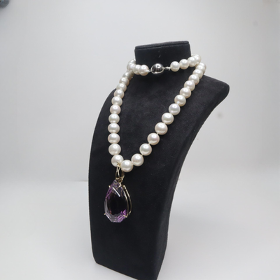 SINGLE STRAND PEARL & AMETHYST