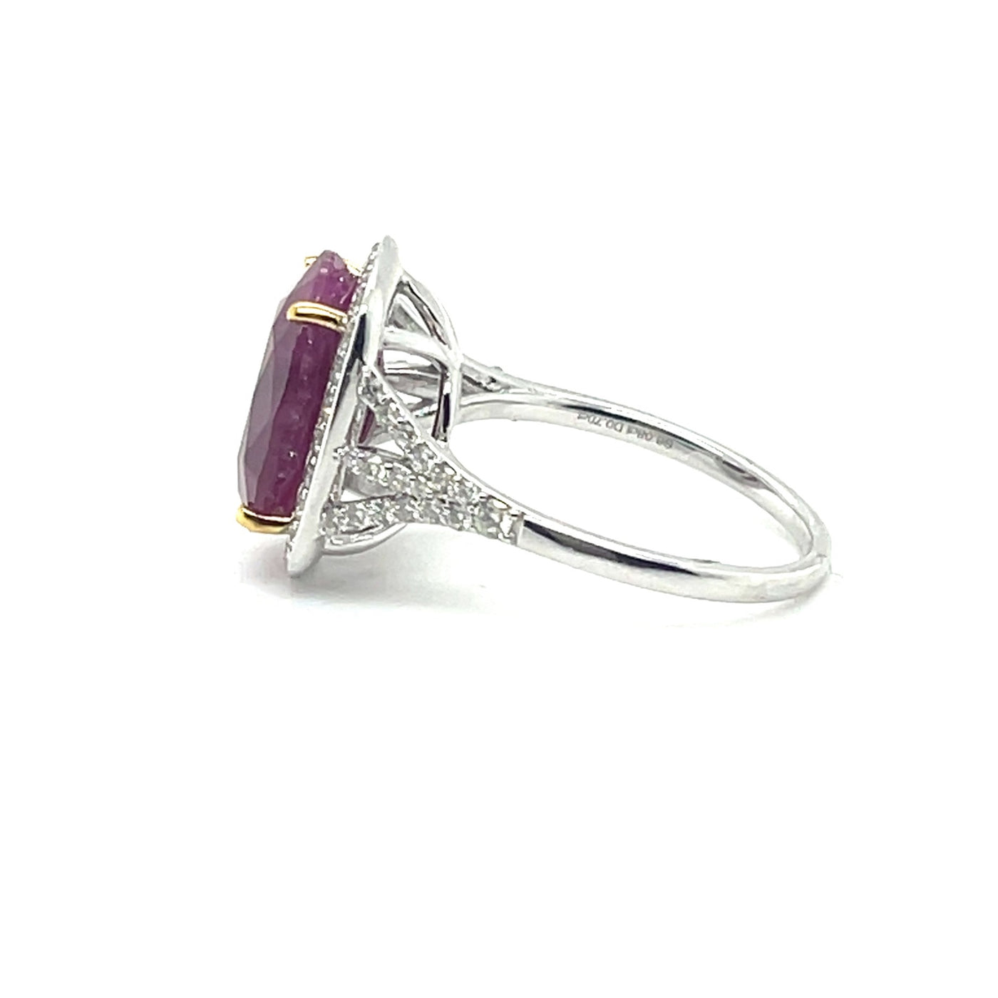 18CT WHITE GOLD RUBY AND DIAMOND COCKTAIL RING