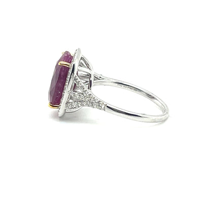 18CT WHITE GOLD RUBY AND DIAMOND COCKTAIL RING