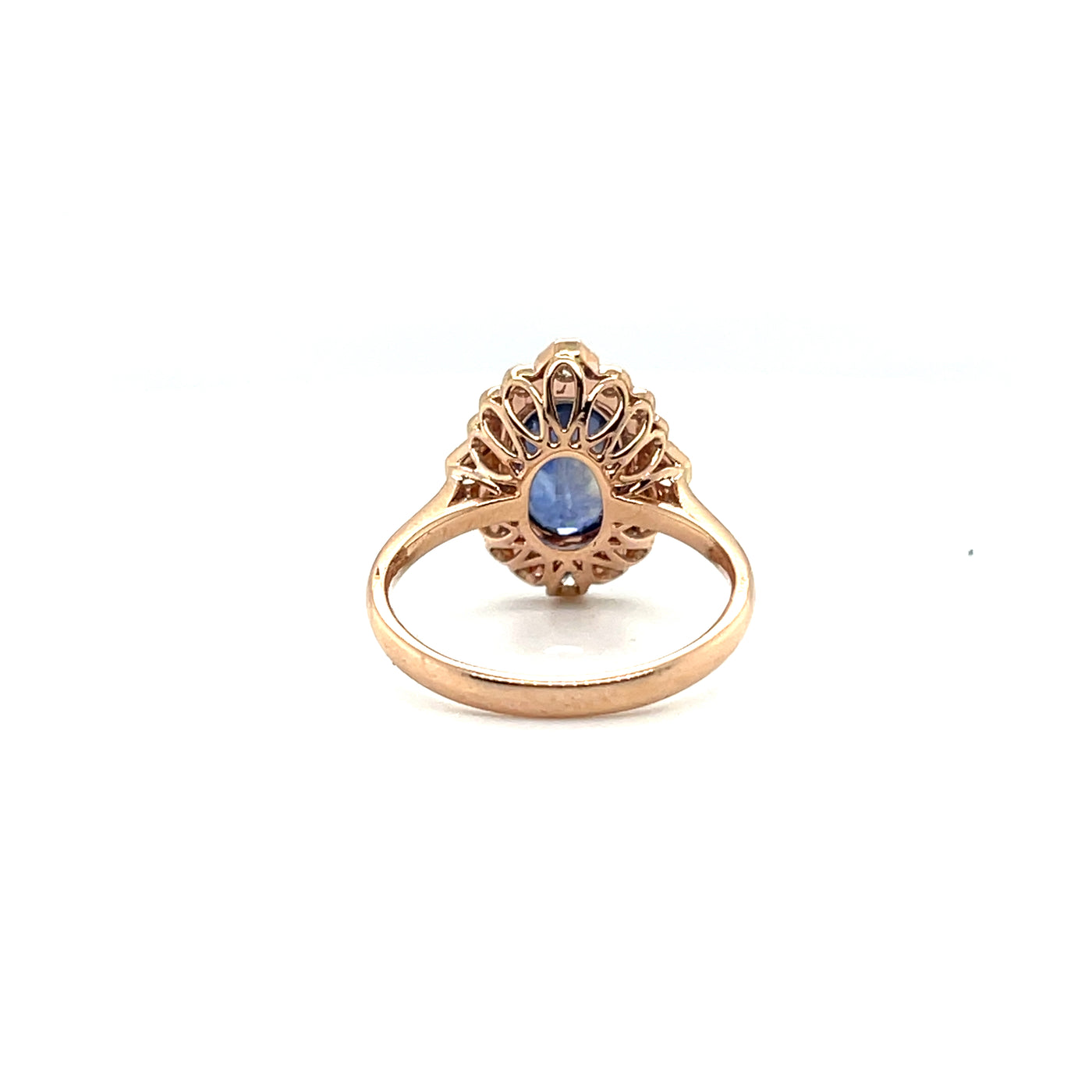 14CT ROSE GOLD SAPPHIRE AND DIAMOND RING