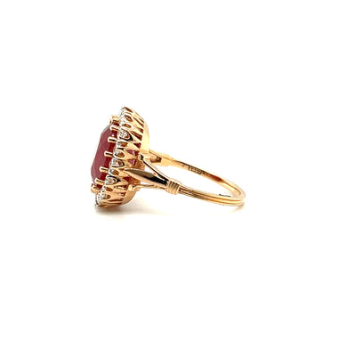 18CT ROSE GOLD RUBY AND DIAMOND RING