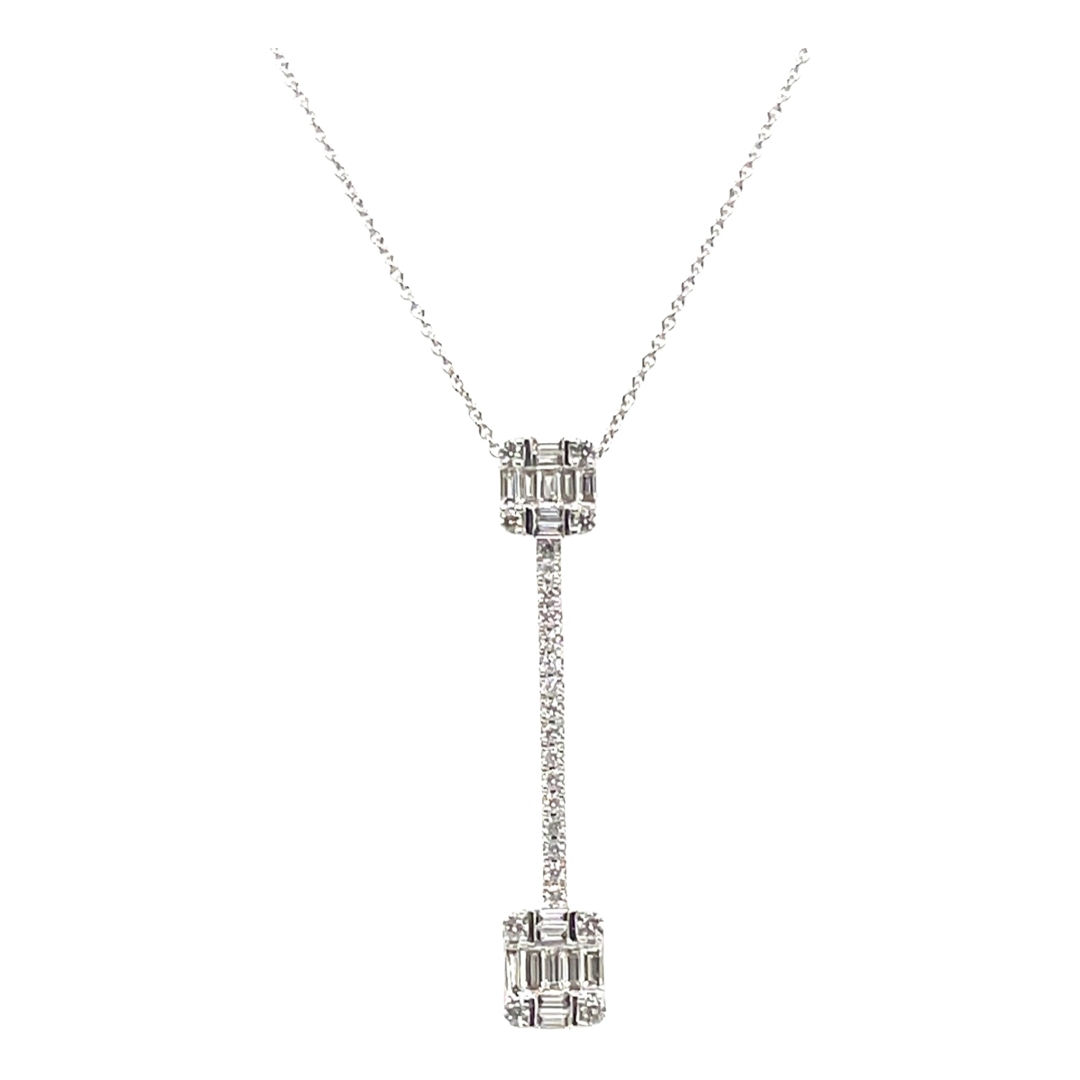 18CT WHITE GOLD DIAMOND PENDANT AND NECKLACE