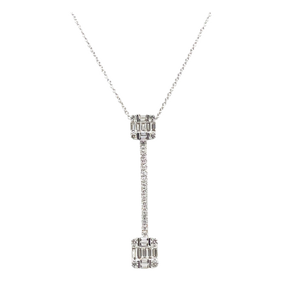 18CT WHITE GOLD DIAMOND PENDANT AND NECKLACE