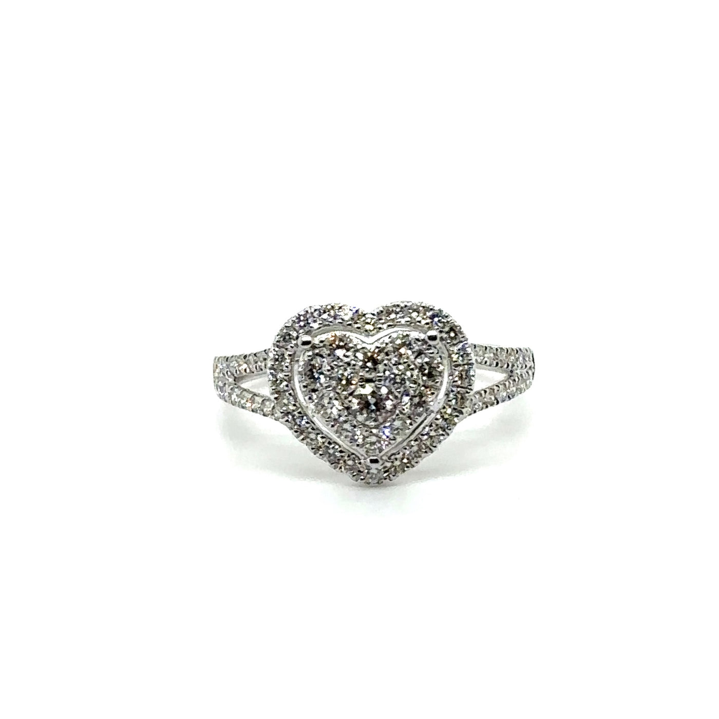 18KT WHITE GOLD AND DIAMOND HEART RING