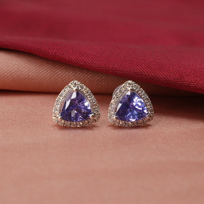 Tanzanite and Diamond Stud Earrings