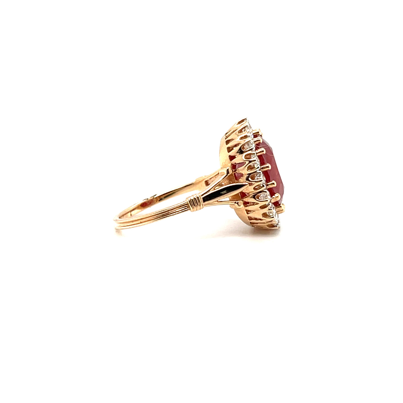 18CT ROSE GOLD RUBY AND DIAMOND RING